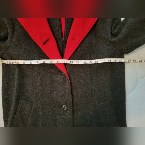 Vintage Sherwood Charcoal Gray/ Red Wool Vest Coat - Picture 6 of 8